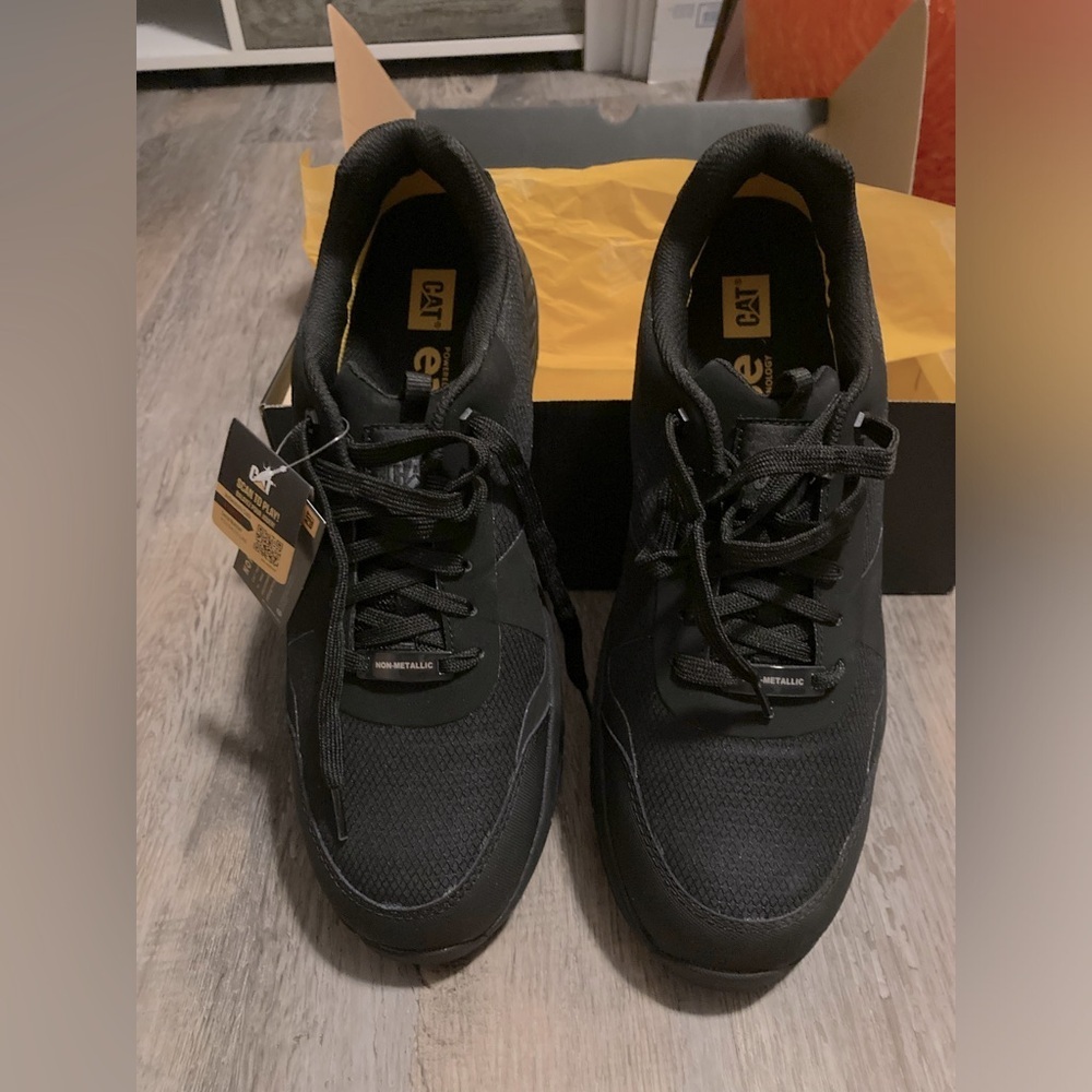 Mens CAT Catipaillar black work sneakers - Picture 1 of 13